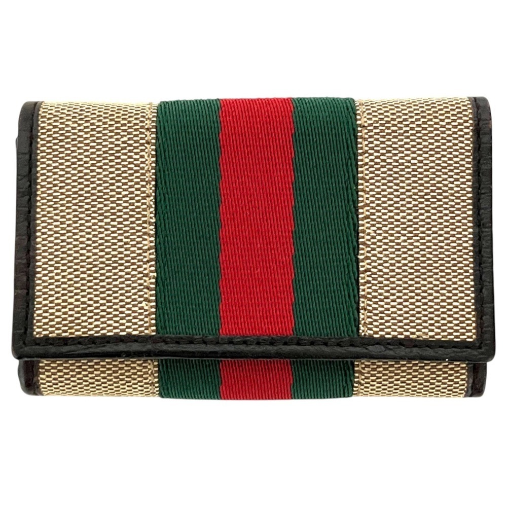 GUCCI Web Line Sherry 6-Key Case, Beige, Men's/Women's